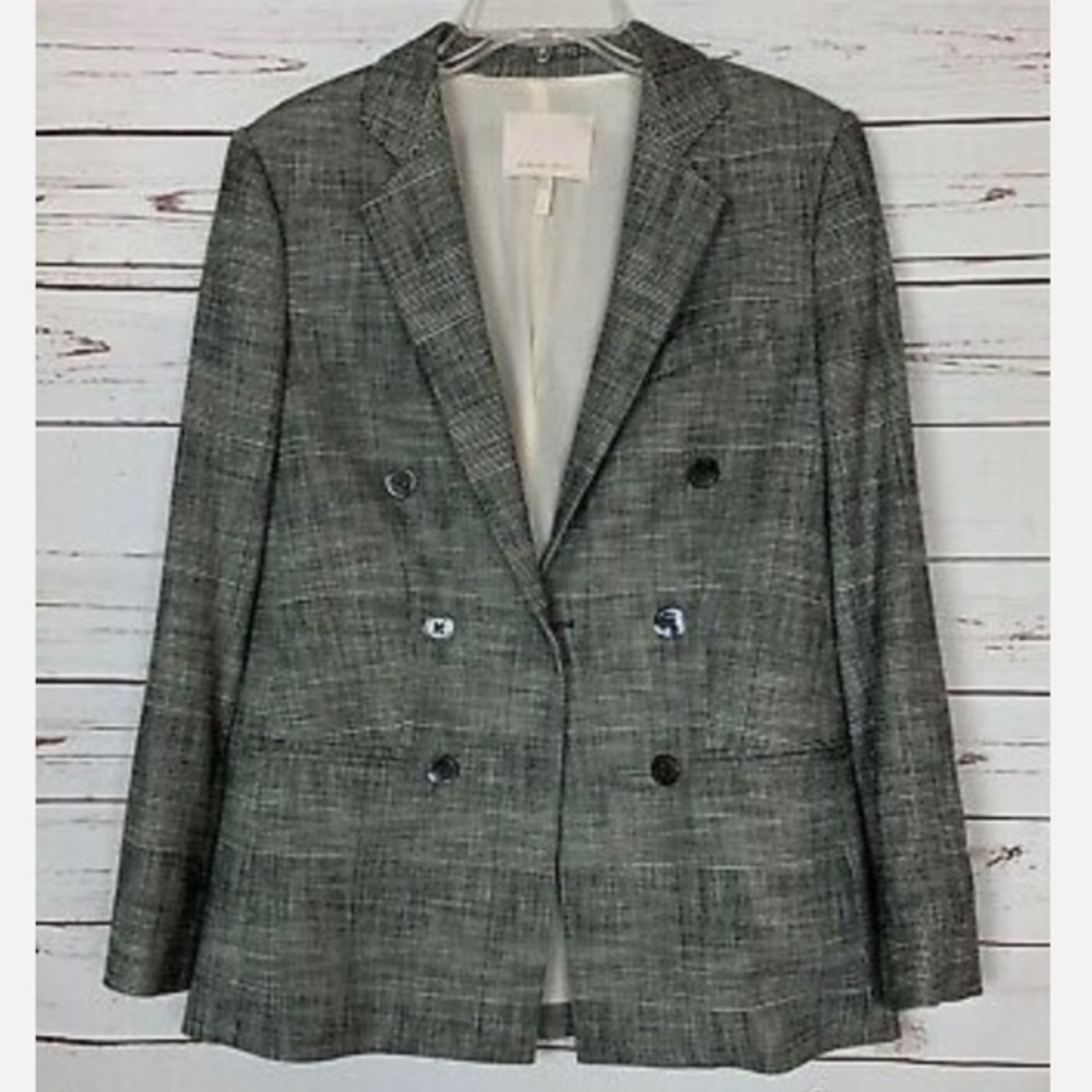 Rebecca Taylor Women's Size 6 black Plaid Button Blazer Coat Jacket